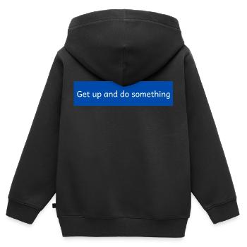 Levez-vous et faites quelque chose - Sweat Premium à capuche zippé enfant bio - noir - Dos - AI Model Kid Male (0cm)