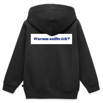 Warum sollte ich? - Kinder Premium Organic Zip Hoodie - Schwarz - Hinten - AI Model Kid Male (0cm)