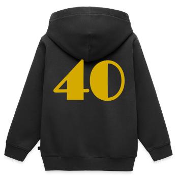 40. 40 ANS. 40e ANNIVERSAIRE. ANNIVERSAIRE 40 ANS. - Sweat Premium à capuche zippé enfant bio - noir - Dos - AI Model Kid Male (0cm)