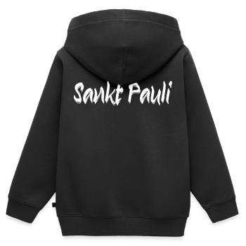 st pauli hamburg - Kinder Premium Organic Zip Hoodie - Schwarz - Hinten - AI Model Kid Male (0cm)