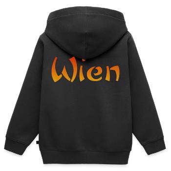 Wien Text - Kinder Premium Organic Zip Hoodie - Schwarz - Hinten - AI Model Kid Male (0cm)