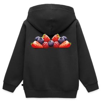Strawberry, Blueberry, Fruit - Kids Premium Organic Zip-up Hoodie - black - Back - AI Model Kid Male (0cm)