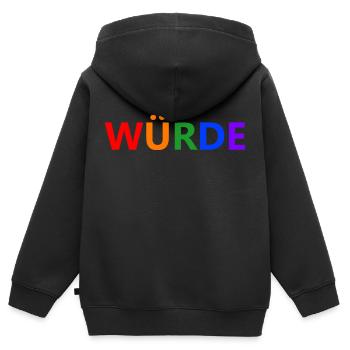 WÜRDE - Kinder Premium Organic Zip Hoodie - Schwarz - Hinten - AI Model Kid Male (0cm)