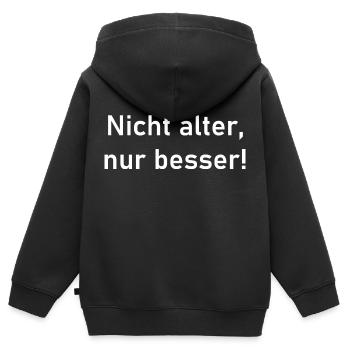 nicht älter nur besser - Kinder Premium Organic Zip Hoodie - Schwarz - Hinten - AI Model Kid Male (0cm)