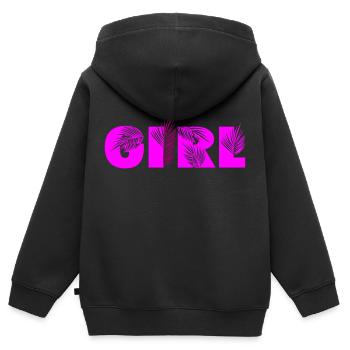 Girl Palm - Kinder Premium Organic Zip Hoodie - Schwarz - Hinten - AI Model Kid Male (0cm)
