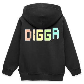 Digga - Kinder Premium Organic Zip Hoodie - Schwarz - Hinten - AI Model Kid Male (0cm)