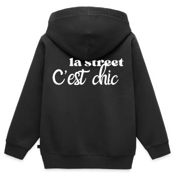 La street c’est chic - Sweat Premium à capuche zippé enfant bio - noir - Dos - AI Model Kid Male (0cm)