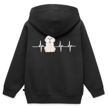 Battement de cœur coton de tulear - Sweat Premium à capuche zippé enfant bio - noir - Dos - AI Model Kid Male (0cm)