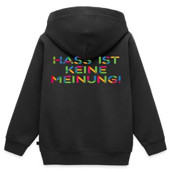Hass ist keine Meinung - Kinder Premium Organic Zip Hoodie - Schwarz - Hinten - AI Model Kid Male (0cm)