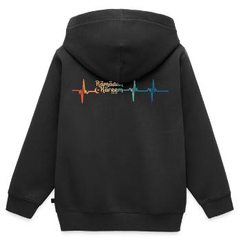 Battement de cœur ramadan kareeme - Sweat Premium à capuche zippé enfant bio - noir - Dos - AI Model Kid Male (0cm)