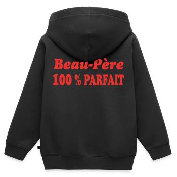 Beau Père PARFAIT - Sweat Premium à capuche zippé enfant bio - noir - Dos - AI Model Kid Male (0cm)