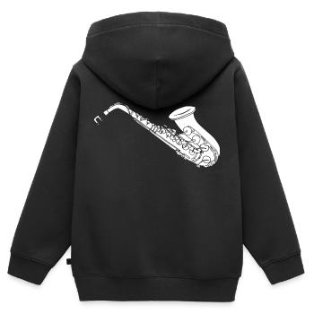 Sax saxophone saxophone - Sweat Premium à capuche zippé enfant bio - noir - Dos - AI Model Kid Male (0cm)