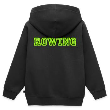 Aviron Slogan - Aviron - Rameur - Rameur - Sweat Premium à capuche zippé enfant bio - noir - Dos - AI Model Kid Male (0cm)