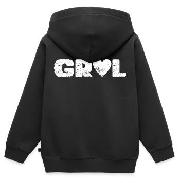 Liebe Schotter - Kinder Premium Organic Zip Hoodie - Schwarz - Hinten - AI Model Kid Male (0cm)