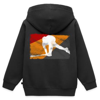 Feldhockey Spieler Geschenk - Kinder Premium Organic Zip Hoodie - Schwarz - Hinten - AI Model Kid Male (0cm)