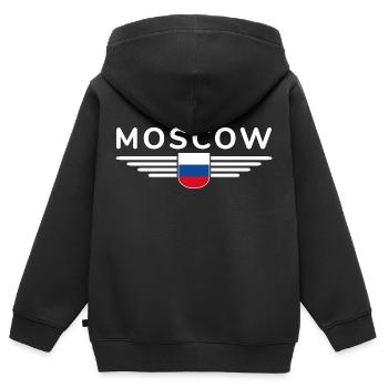 T-Shirt Moscou – Métropole de l’Elégance - Sweat Premium à capuche zippé enfant bio - noir - Dos - AI Model Kid Male (0cm)