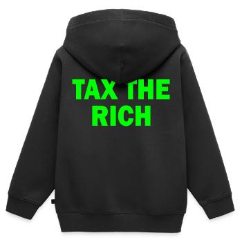Tax the rich - Kinder Premium Organic Zip Hoodie - Schwarz - Hinten - AI Model Kid Male (0cm)