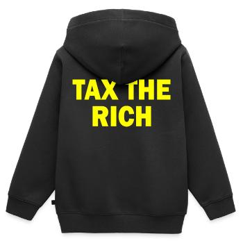 Tax the rich - Kinder Premium Organic Zip Hoodie - Schwarz - Hinten - AI Model Kid Male (0cm)