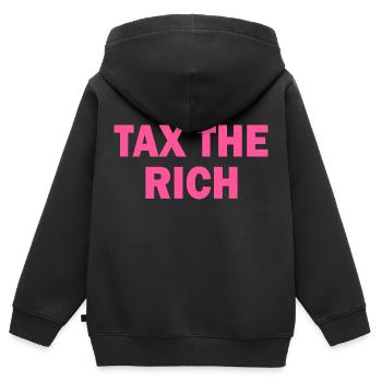 Tax the rich - Kinder Premium Organic Zip Hoodie - Schwarz - Hinten - AI Model Kid Male (0cm)