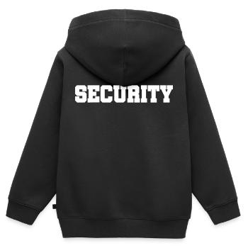 Sécurité - Service de sécurité - Gardiennage - Protection - Sweat Premium à capuche zippé enfant bio - noir - Dos - AI Model Kid Male (0cm)