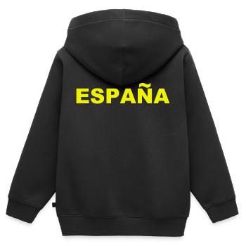 España - Espagne - Espagne - Sweat Premium à capuche zippé enfant bio - noir - Dos - AI Model Kid Male (0cm)