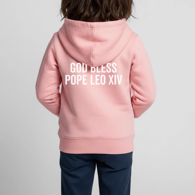 Que Dieu bénisse le pape Léon XIV Sweat Premium à capuche zippé enfant bio