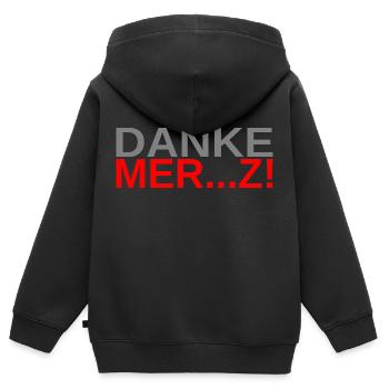 Danke Merz! - Kinder Premium Organic Zip Hoodie - Schwarz - Hinten - AI Model Kid Male (0cm)