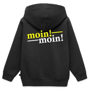 Moin Moin Salutations - Sweat Premium à capuche zippé enfant bio - noir - Dos - AI Model Kid Male (0cm)