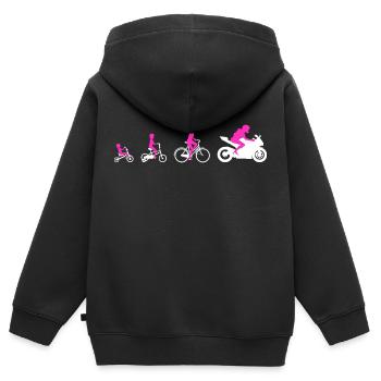 Evolution Supersportler Motorrad Damen Superbike - Kinder Premium Organic Zip Hoodie - Schwarz - Hinten - AI Model Kid Male (0cm)