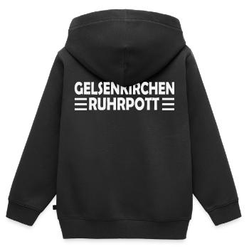Gelsenkirchen - Kinder Premium Organic Zip Hoodie - Schwarz - Hinten - AI Model Kid Male (0cm)