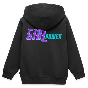 GIRLPOWER - Kinder Premium Organic Zip Hoodie - Schwarz - Hinten - AI Model Kid Male (0cm)