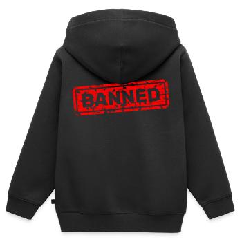 Verboten, gebannt, verstoßen, geächtet - Kinder Premium Organic Zip Hoodie - Schwarz - Hinten - AI Model Kid Male (0cm)