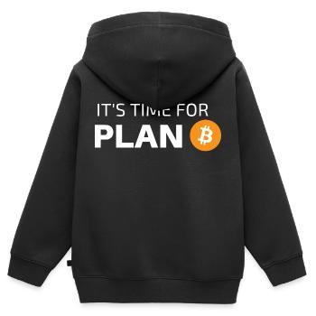 C’EST L’HEURE DU PLAN B - Sweat Premium à capuche zippé enfant bio - noir - Dos - AI Model Kid Male (0cm)