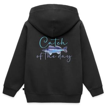 catch of the day,hecht,fisch,angler - Kinder Premium Organic Zip Hoodie - Schwarz - Hinten - AI Model Kid Male (0cm)