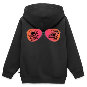 Lunettes de soleil Summer Sunset - Sweat Premium à capuche zippé enfant bio - noir - Dos - AI Model Kid Male (0cm)