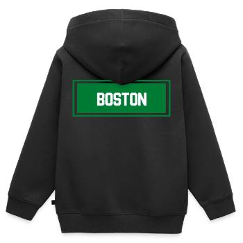 Boston Stadt - Kinder Premium Organic Zip Hoodie - Schwarz - Hinten - AI Model Kid Male (0cm)