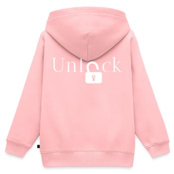 débloquer idée cadeau - Sweat Premium à capuche zippé enfant bio - rose - Dos - AI Model Kid Female (0cm)