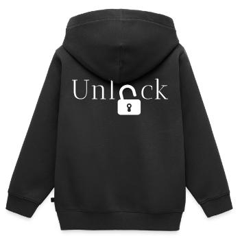 Geschenkidee freischalten - Kinder Premium Organic Zip Hoodie - Schwarz - Hinten - AI Model Kid Male (0cm)
