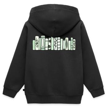 Livres Pastel Vert - Sweat Premium à capuche zippé enfant bio - noir - Dos - AI Model Kid Male (0cm)