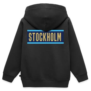 Stockholm - Kinder Premium Organic Zip Hoodie - Schwarz - Hinten - AI Model Kid Male (0cm)