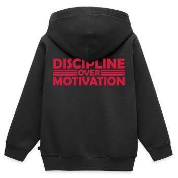 Citation de discipline sur la motivation - Sweat Premium à capuche zippé enfant bio - noir - Dos - AI Model Kid Male (0cm)