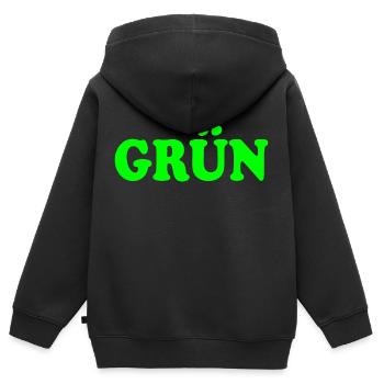 Grün - Kinder Premium Organic Zip Hoodie - Schwarz - Hinten - AI Model Kid Male (0cm)