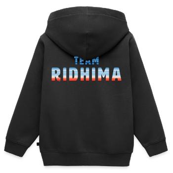 Team Ridhima | Warming Stripes - Kinder Premium Organic Zip Hoodie - Schwarz - Hinten - AI Model Kid Male (0cm)