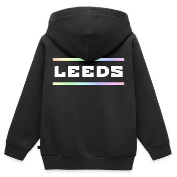 Leeds Schriftzug - Kinder Premium Organic Zip Hoodie - Schwarz - Hinten - AI Model Kid Male (0cm)