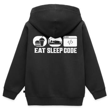 Eat Sleep Code Software Coding - Kids Premium Organic Zip-up Hoodie - black - Back - AI Model Kid Male (0cm)