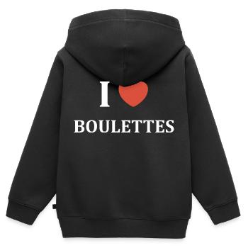 i love BOULETTES - Sweat Premium à capuche zippé enfant bio - noir - Dos - AI Model Kid Male (0cm)