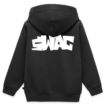 SWAG - Kinder Premium Organic Zip Hoodie - Schwarz - Hinten - AI Model Kid Male (0cm)