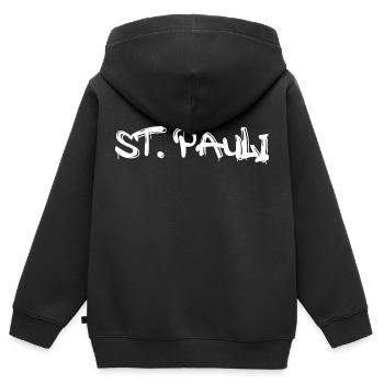 St. Pauli Hamburg - Kinder Premium Organic Zip Hoodie - Schwarz - Hinten - AI Model Kid Male (0cm)
