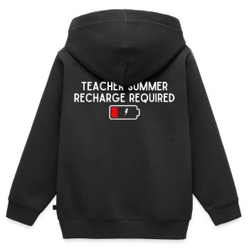 Aufladen des Lehrerakkus im Sommer erforderlich - Kinder Premium Organic Zip Hoodie - Schwarz - Hinten - AI Model Kid Male (0cm)