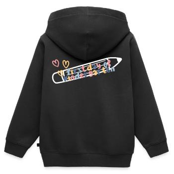 Premier jour de la maternelle - Sweat Premium à capuche zippé enfant bio - noir - Dos - AI Model Kid Male (0cm)